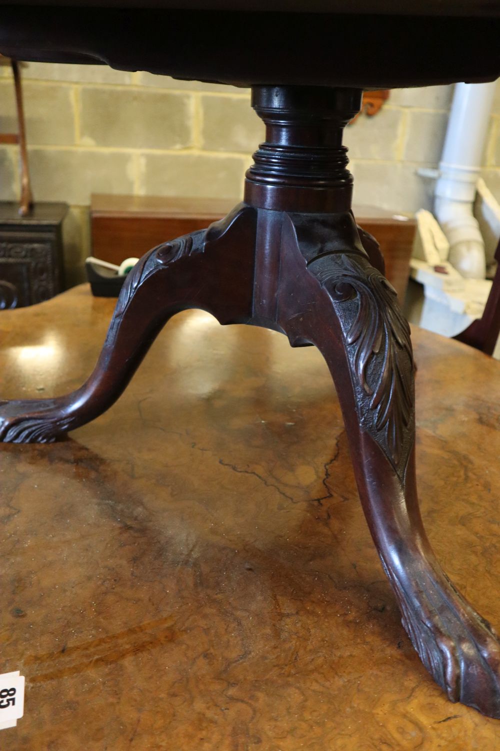 A George III mahogany supper table, now cut down, width 72cm height 42cm